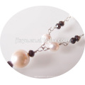 Moda Branco Preto Cristal Beaded Pearl Lanyard